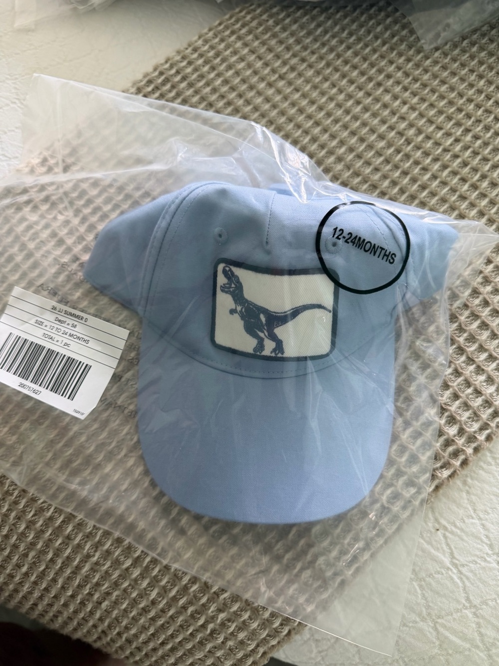 Baby Blue Dinosaur Baseball Cap - jeanie and Jack NWT size 12 to 24 months